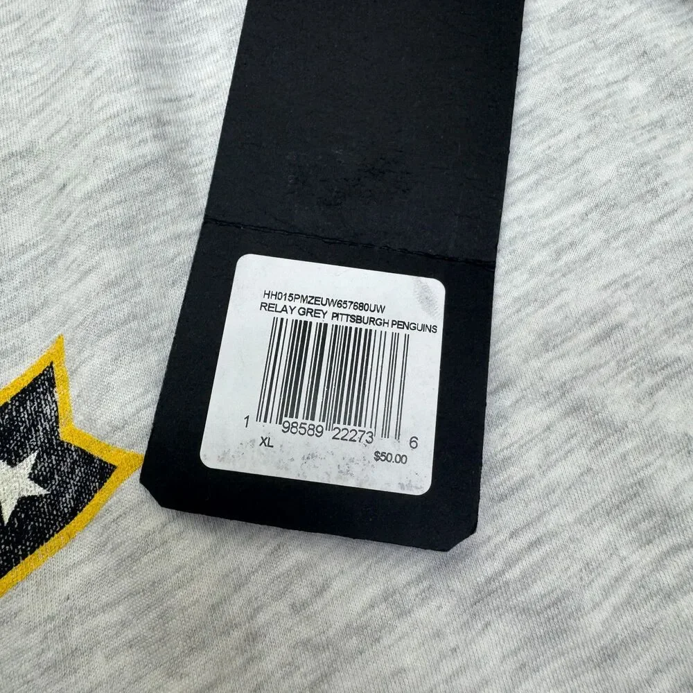 NEW Pittsburgh Penguins '47 Brand Long Sleeve Relay Shirt Cotton Gray SLIM Sz XL
